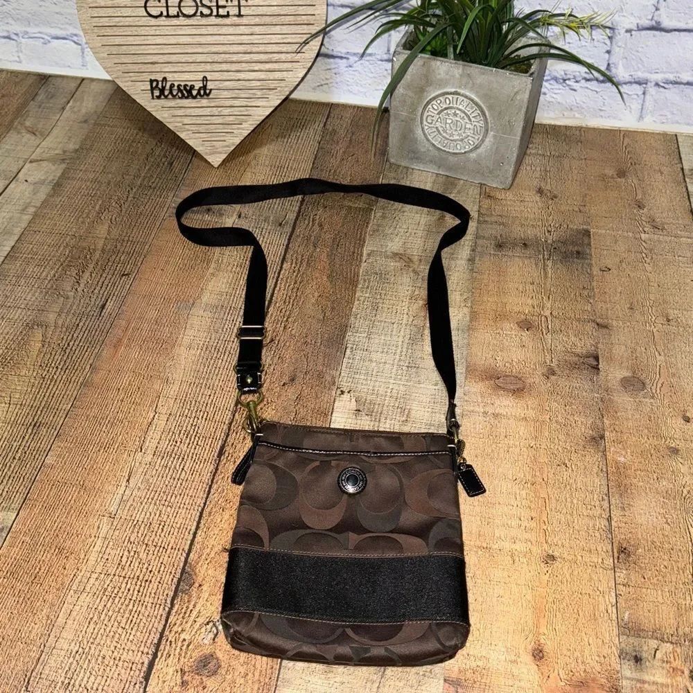 Brown Coach Crossbody Logo Bag with Adjustable Straps